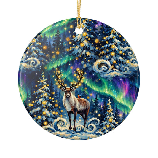 Aurora Reindeer Ceramic Ornament