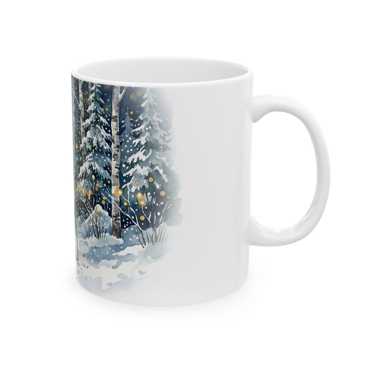 Winter Deer Ceramic Mug – Enchanted Forest Wildlife Coffee Cup