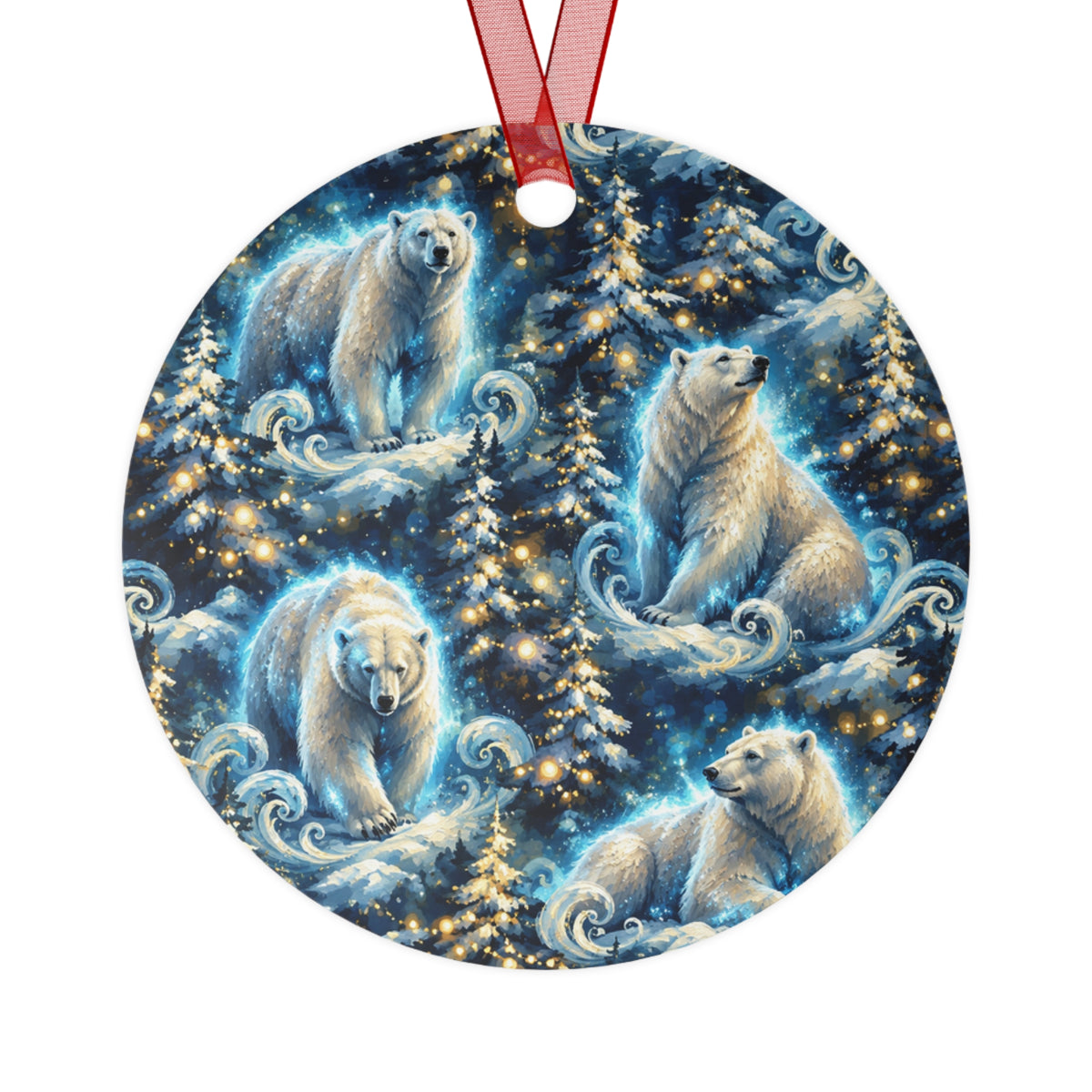 Polar Bear Winter Wonderland Christmas Metal Ornament