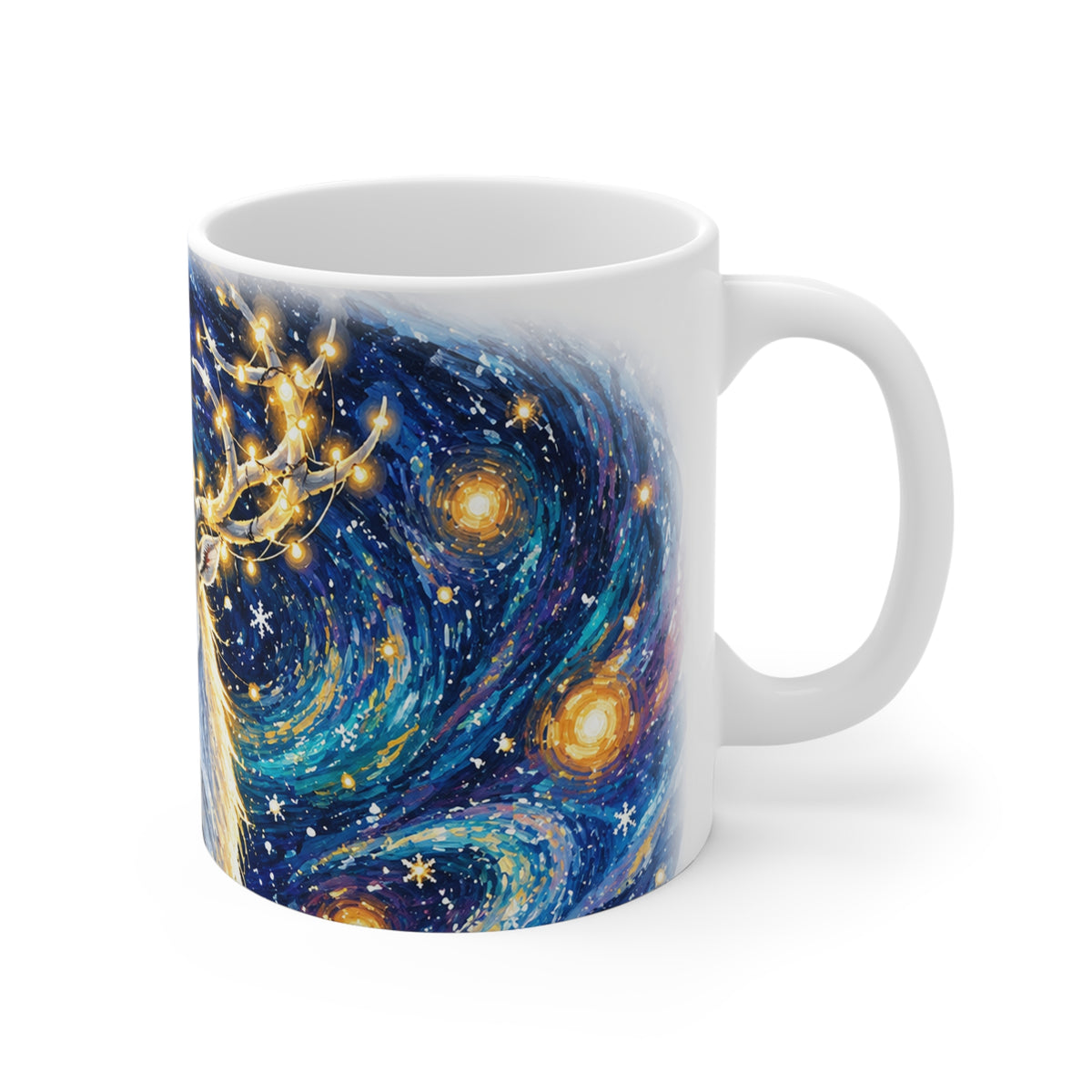 Starry Stag Mug — 11oz Fantasy Reindeer Coffee Cup