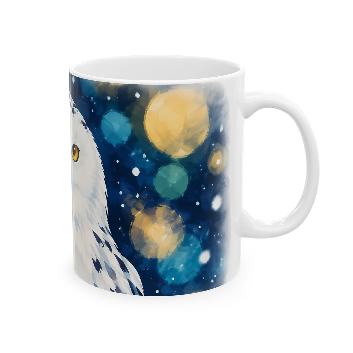 Snowy Owl Ceramic Mug – Mystical Night Wildlife Coffee Cup
