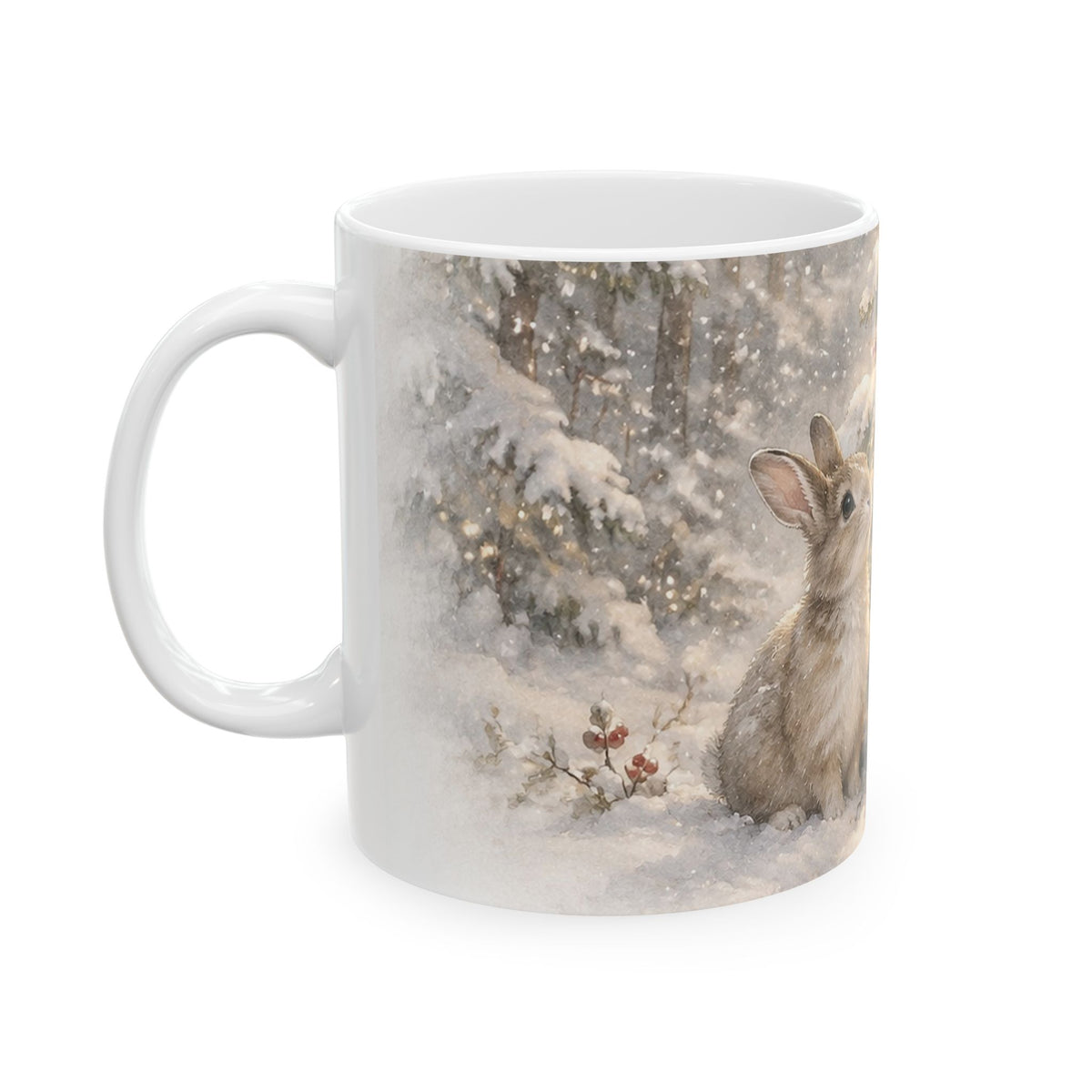 Winter Bunny Christmas Ceramic Mug
