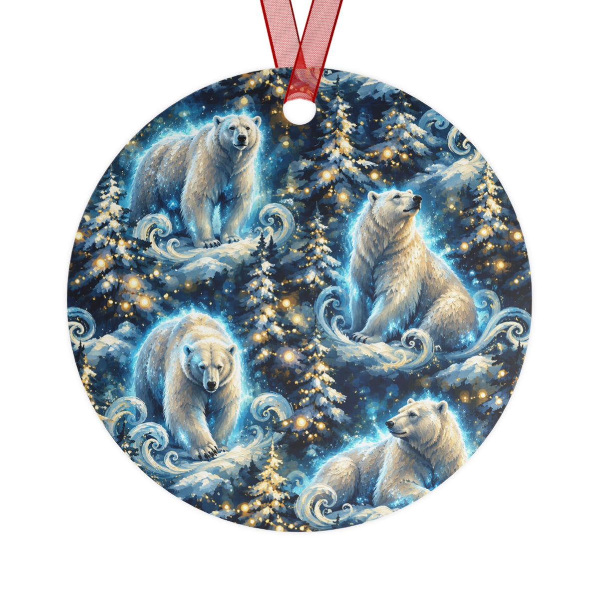 Polar Bear Winter Wonderland Christmas Metal Ornament