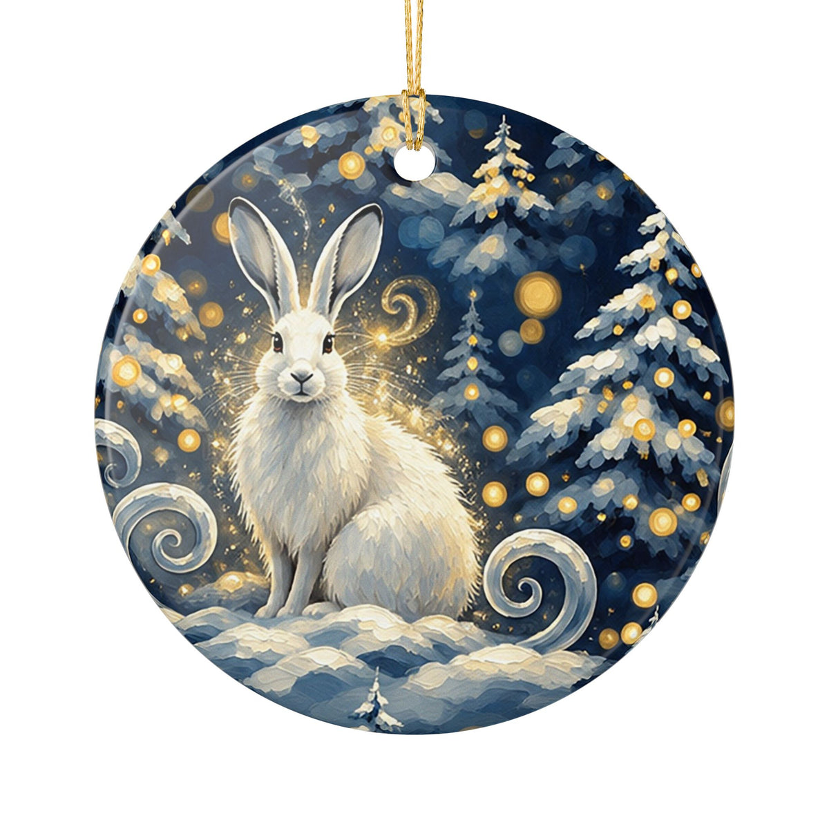 Ceramic Ornament – Whimsical Winter Bunny Christmas Tree Decoration