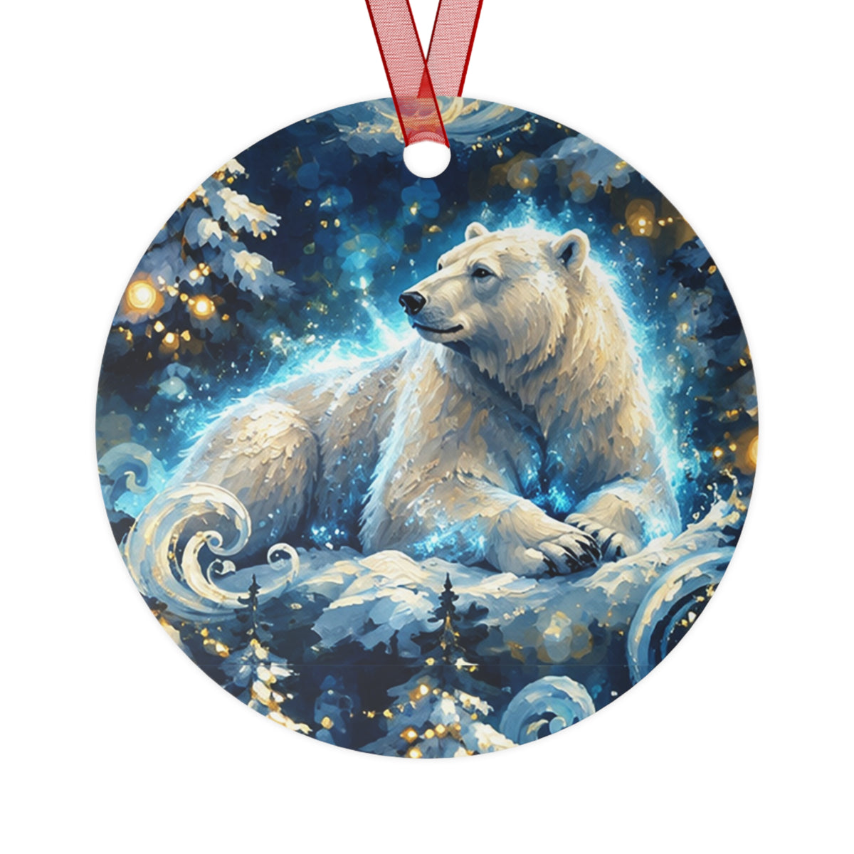Metal Ornament – Enchanted Polar Bear Winter Christmas Tree Decor