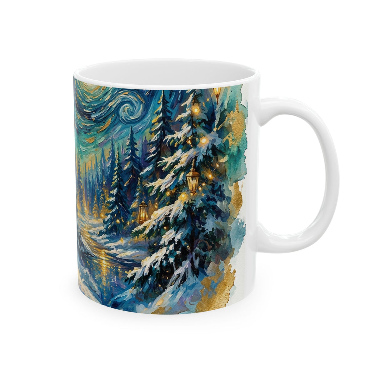 Fox in the Forest Starry Night Ceramic Mug