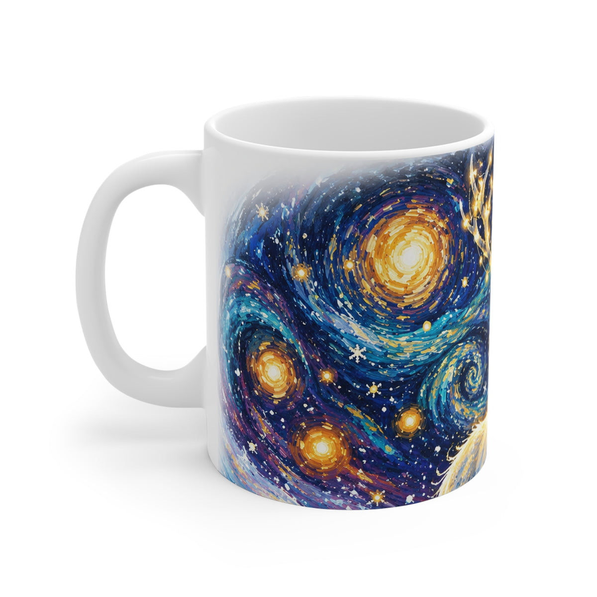Starry Stag Mug — 11oz Fantasy Reindeer Coffee Cup