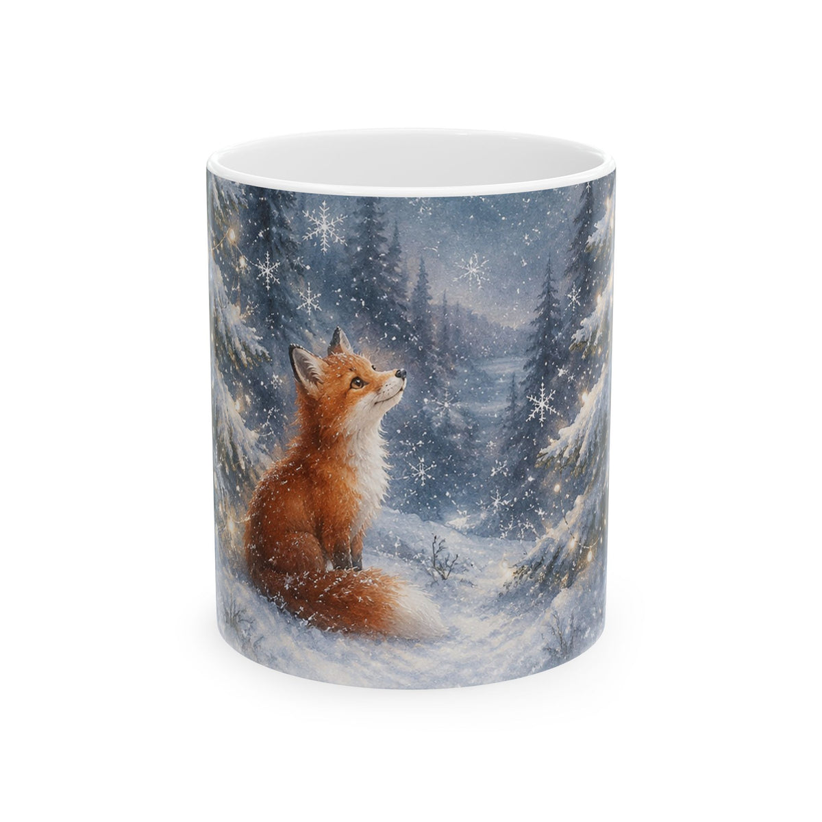 Ceramic Mug – Winter Fox in Snowy Forest