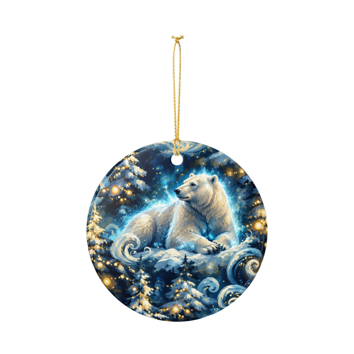 Polar Bear Winter Ceramic Ornament — Festive Holiday Tree Decoration