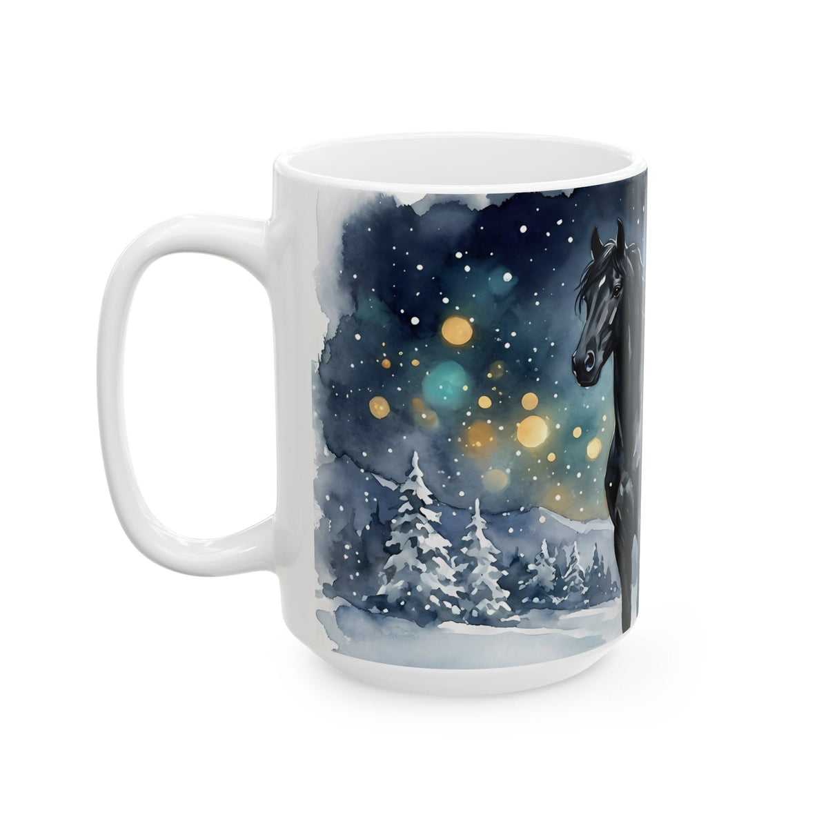 Black Horse Under the Stars Ceramic Mug