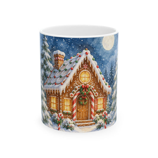 Cozy Christmas Gingerbread House Ceramic Mug