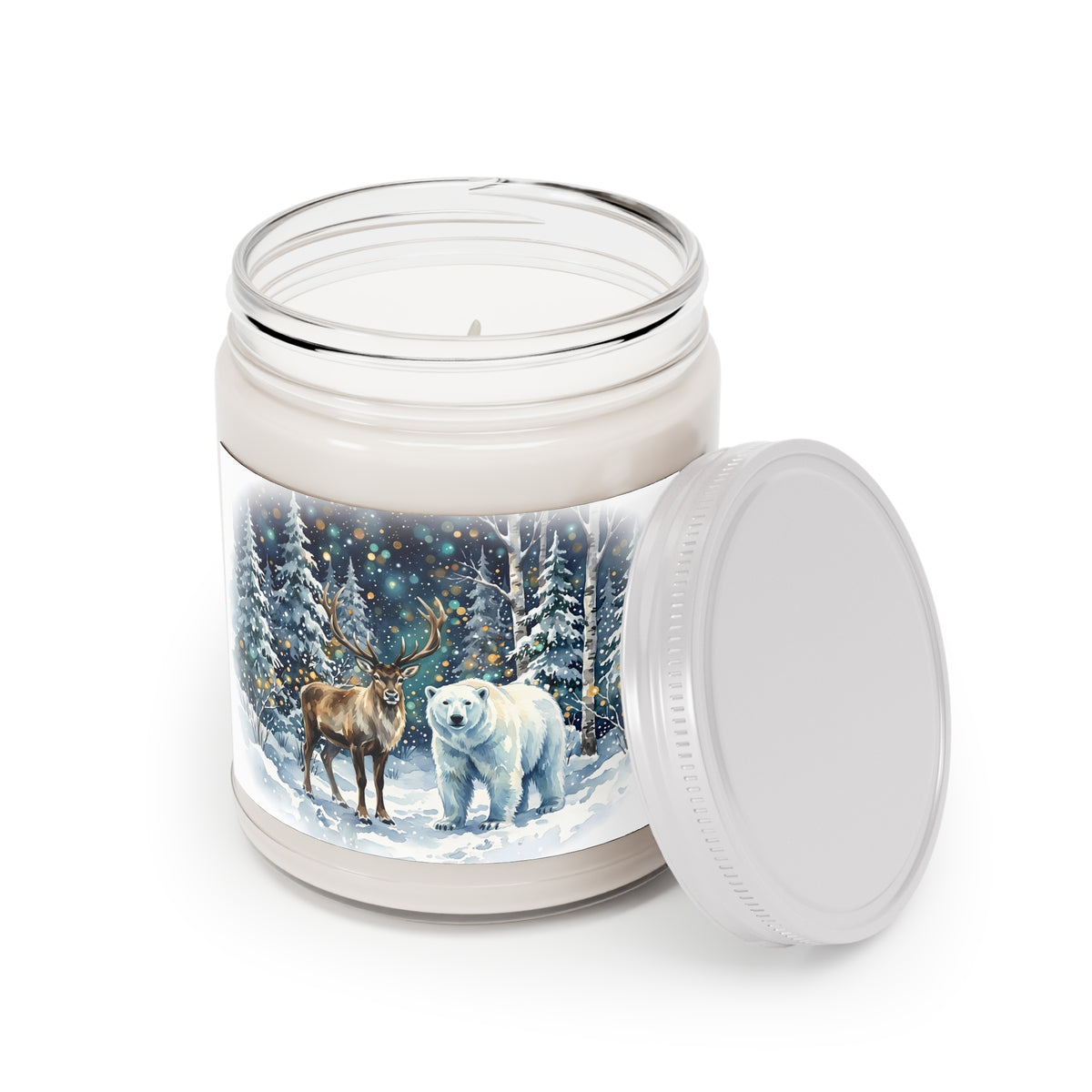 Winter Forest Deer & Polar Bear Scented Soy Candle