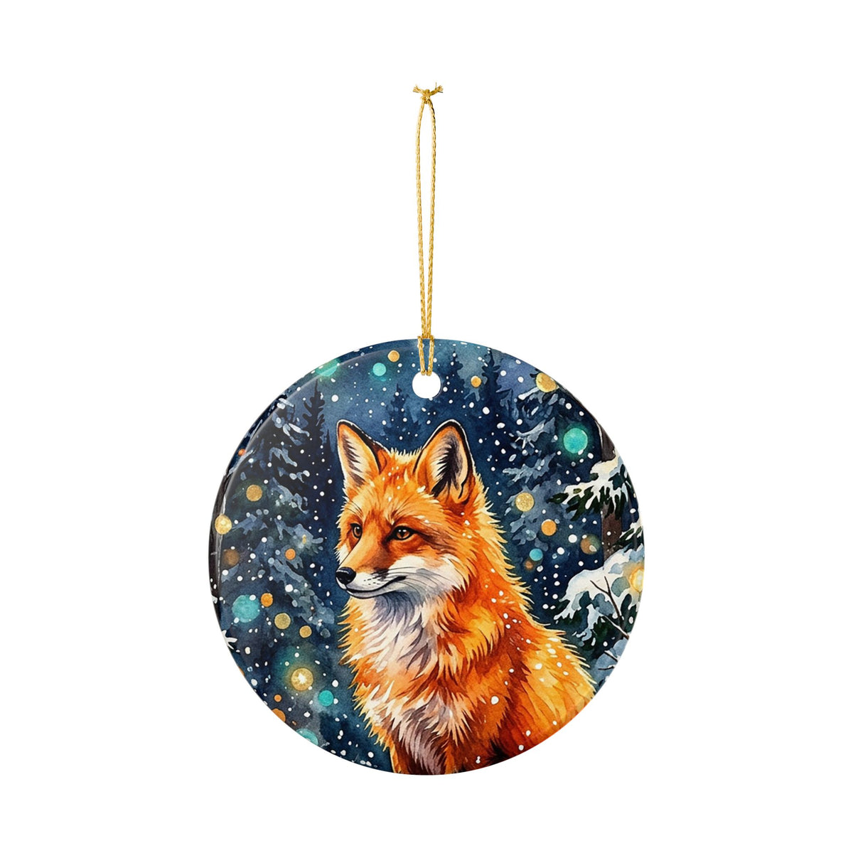 Winter Fox Ceramic Christmas Ornament
