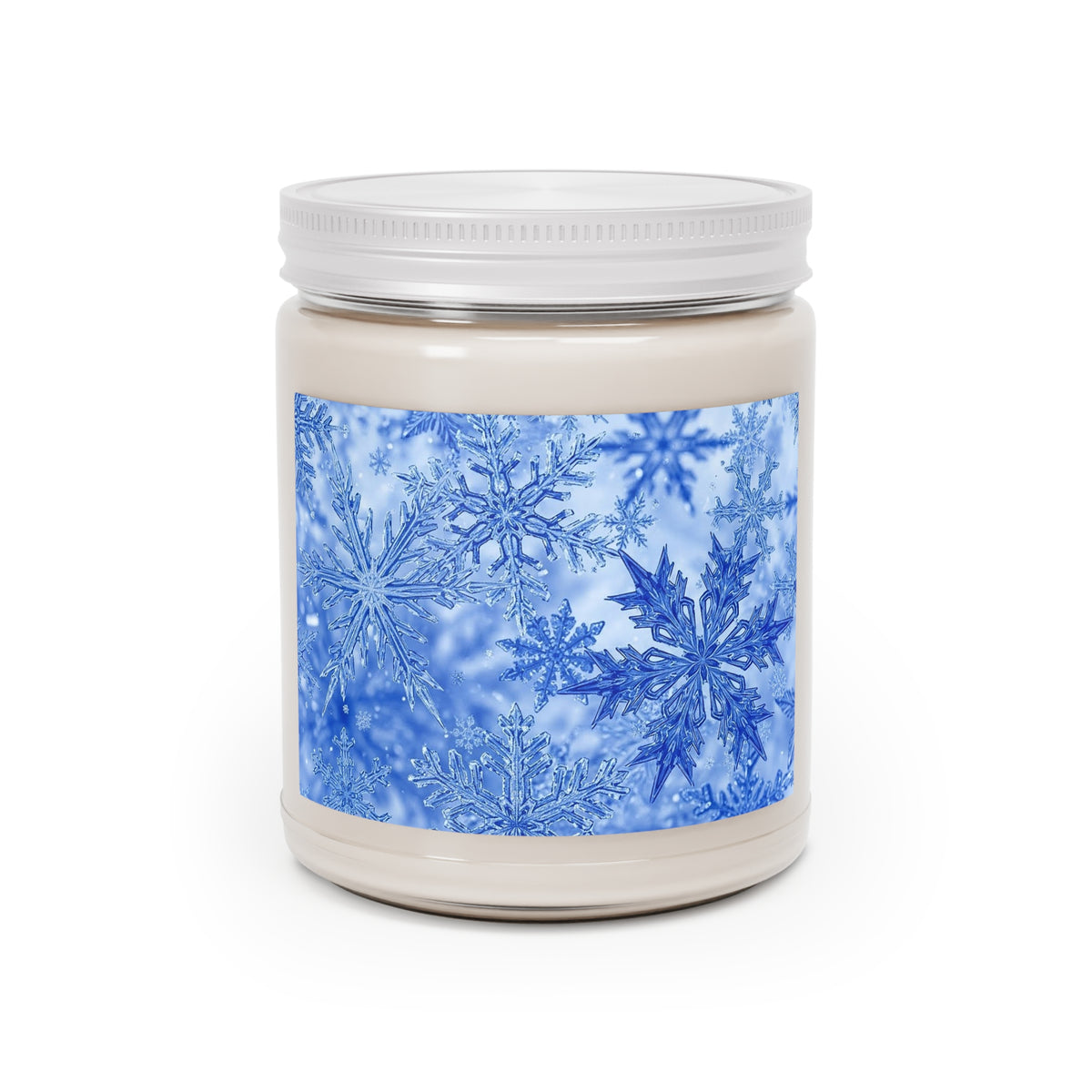 Blue Snowflake Soy Candle – Winter Holiday Home Décor