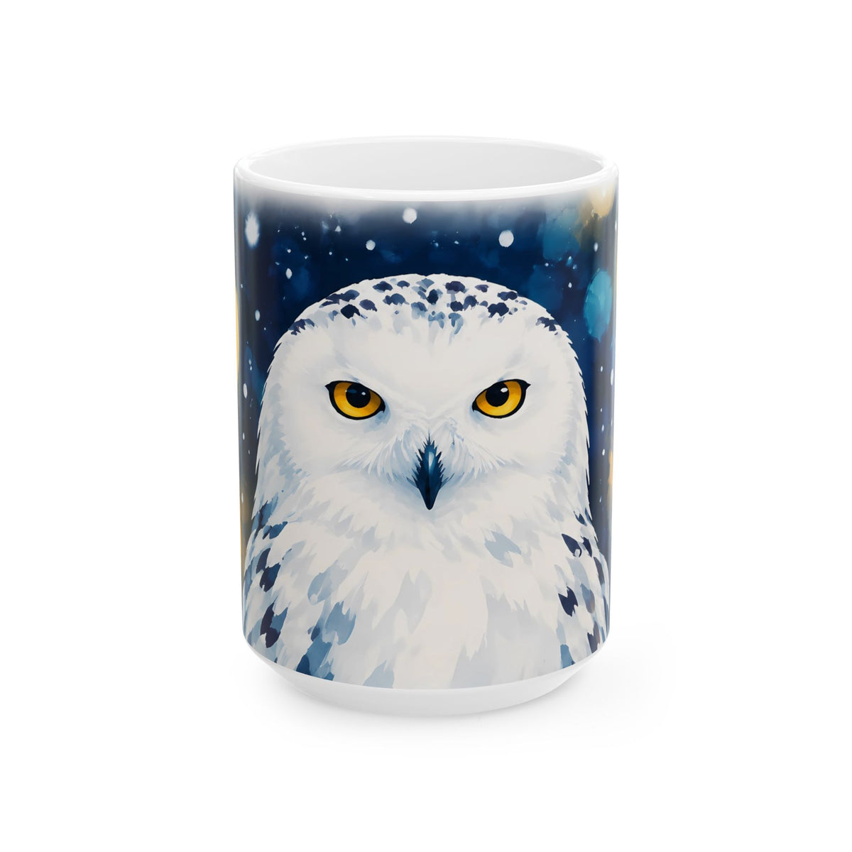 Snowy Owl Ceramic Mug – Mystical Night Wildlife Coffee Cup