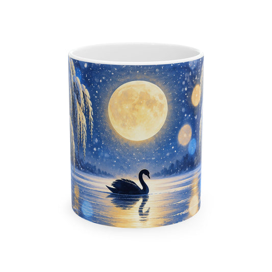 Moonlit Swan Ceramic Mug