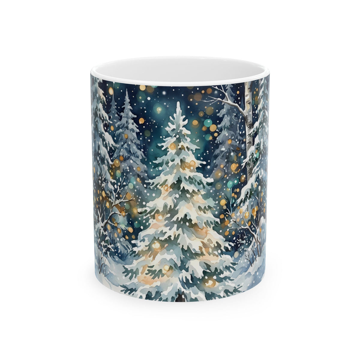 Winter Forest Christmas Tree Ceramic Mug