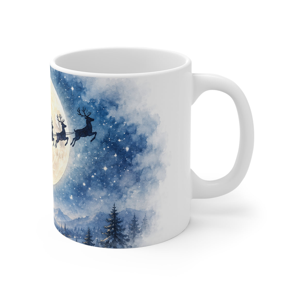 Christmas Moon Mug – Santa Sleigh Silhouette 11oz