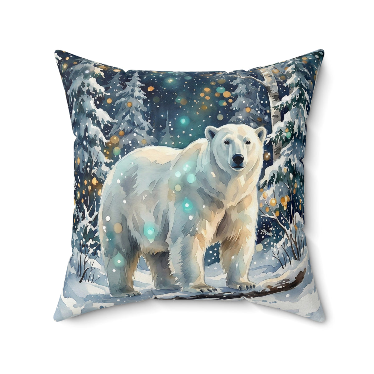 Polar Bear Winter Wonderland Square Pillow