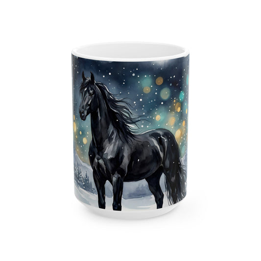 Black Horse Under the Stars Ceramic Mug