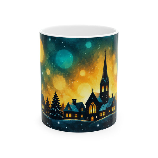 Ceramic Mug – Enchanted Winter Village at Night