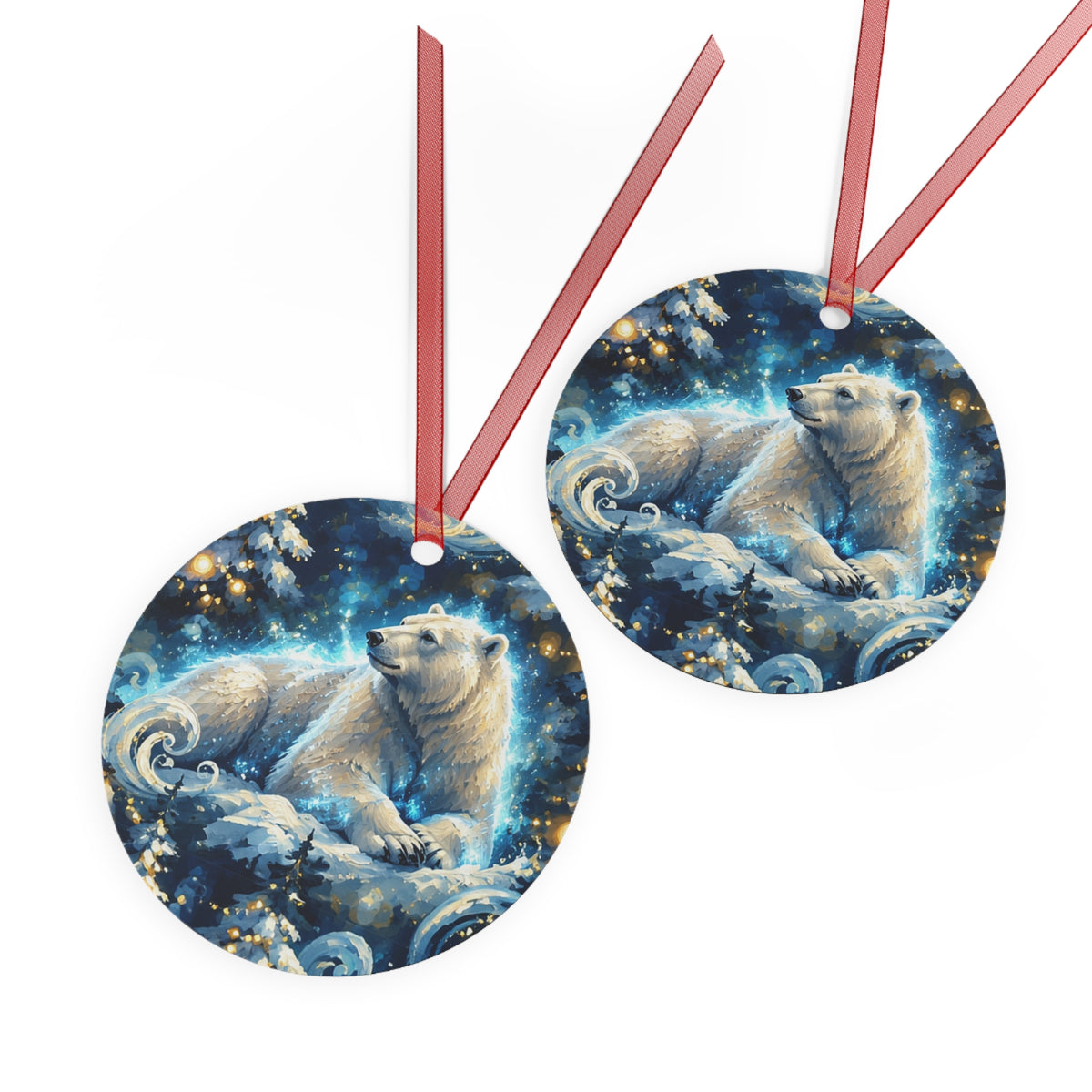 Metal Ornament – Enchanted Polar Bear Winter Christmas Tree Decor