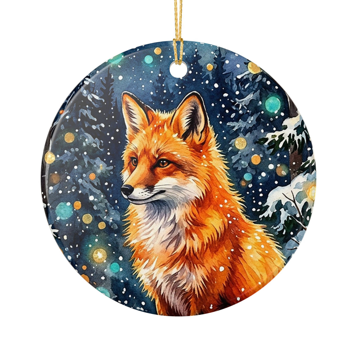 Winter Fox Ceramic Christmas Ornament