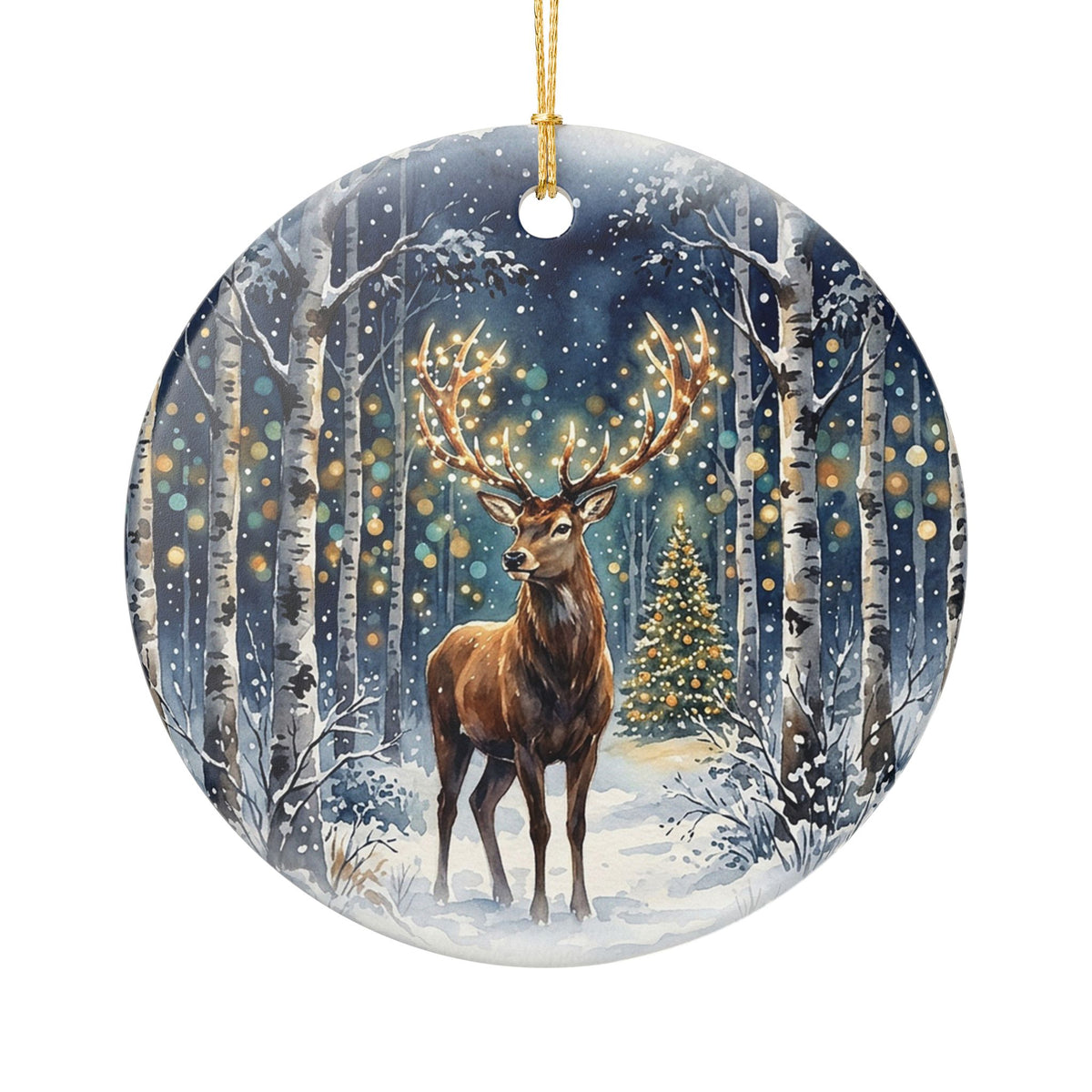 Winter Forest Reindeer Christmas Ornament