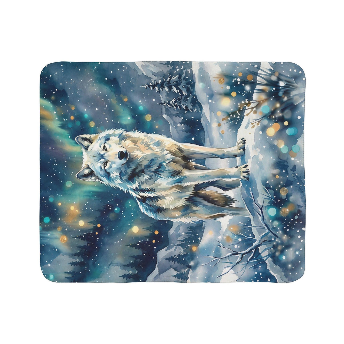 Winter Wolf Fleece Sherpa Blanket