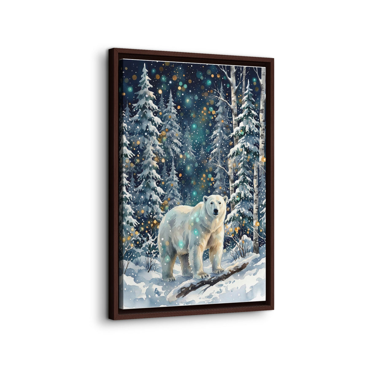 Framed Canvas Polar Bear Winter Forest Wall Art