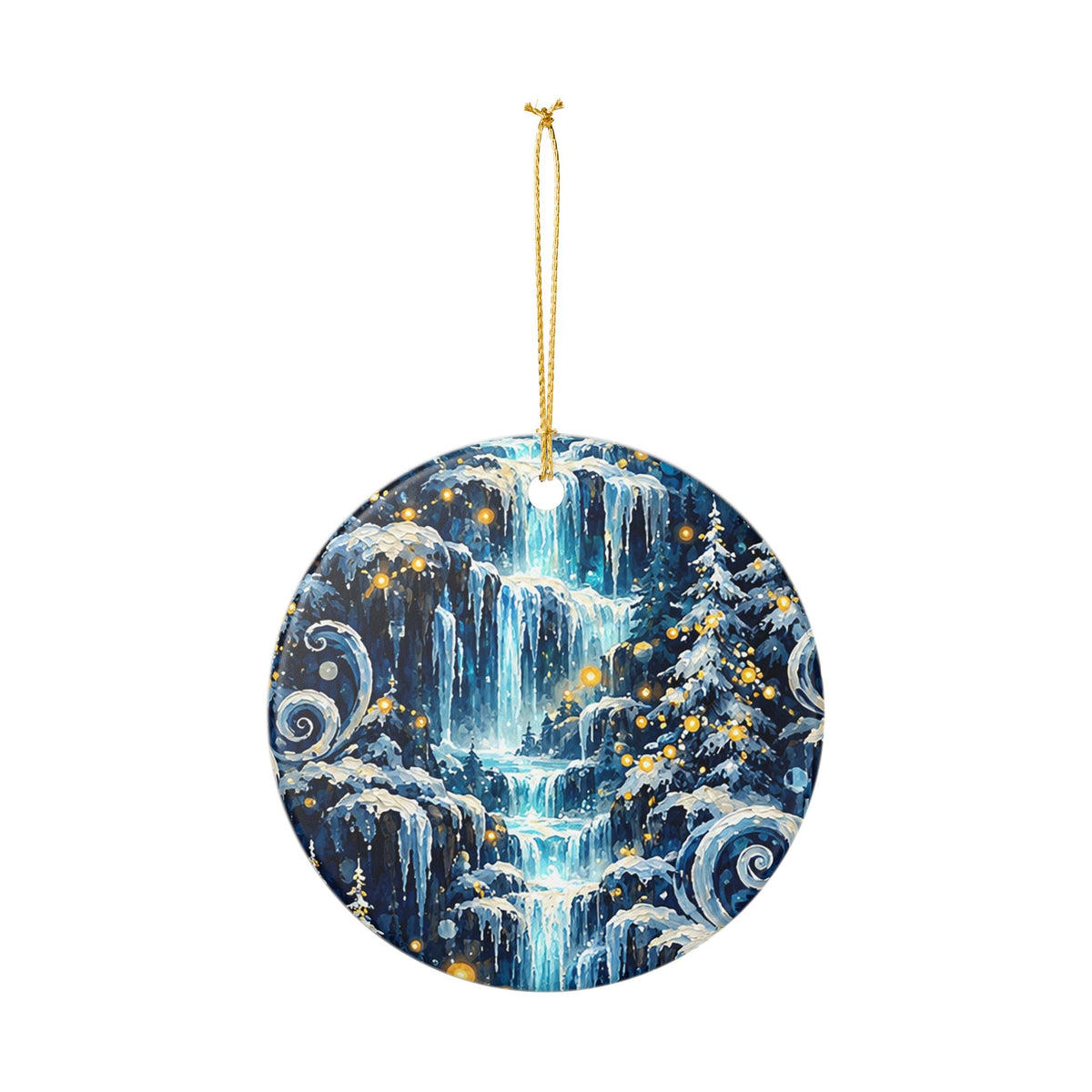 Ceramic Ornament – Enchanted Winter Waterfall Christmas Tree Decoration