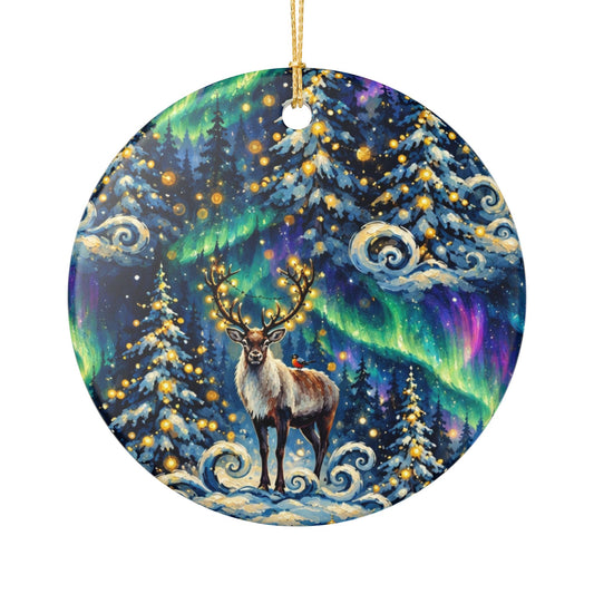 Aurora Reindeer Ceramic Ornament