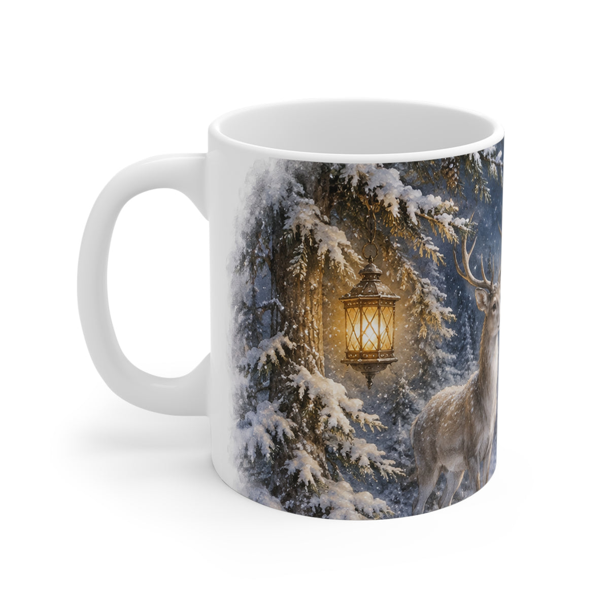 Winter Deer Mug — Moonlit Forest Christmas Coffee Cup