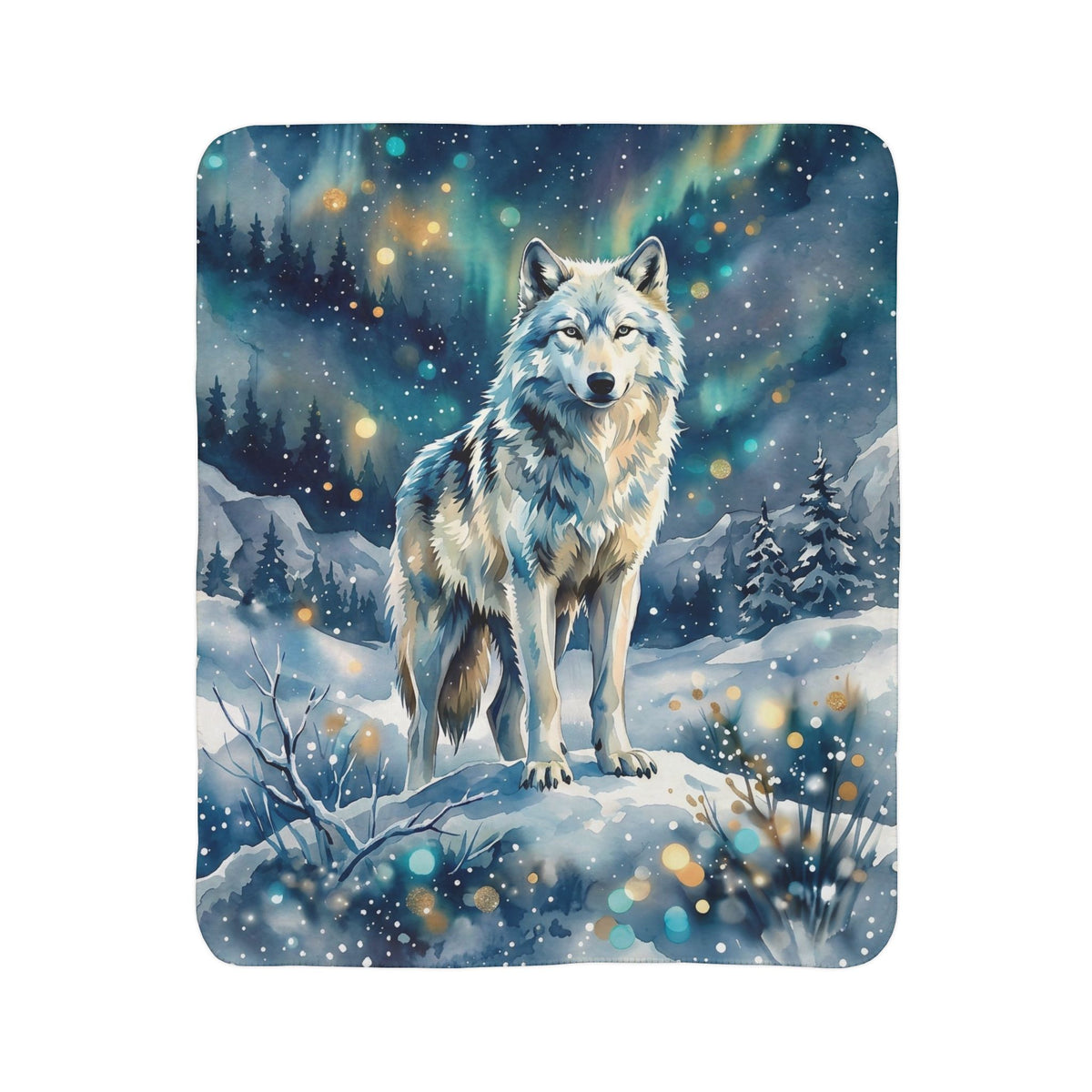 Winter Wolf Fleece Sherpa Blanket
