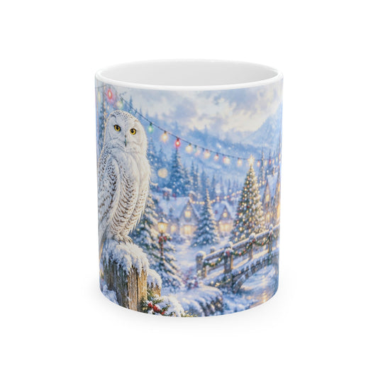 Winter Owl Christmas Mug – Snowy Woodland Holiday Coffee Cup