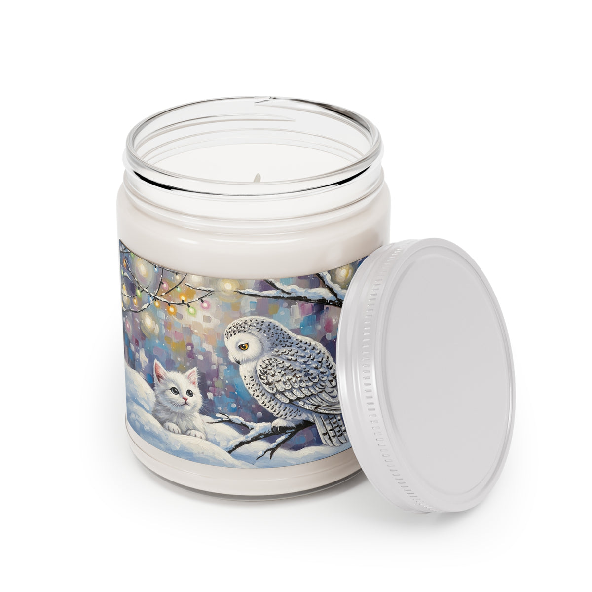 Winter Owl and Cat Soy Candle