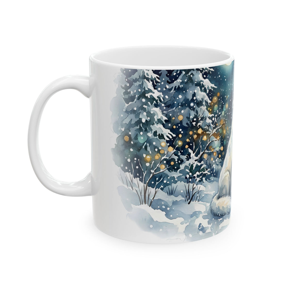 Ceramic Mug – Howling Wolf Winter Moonlight Wildlife Gift