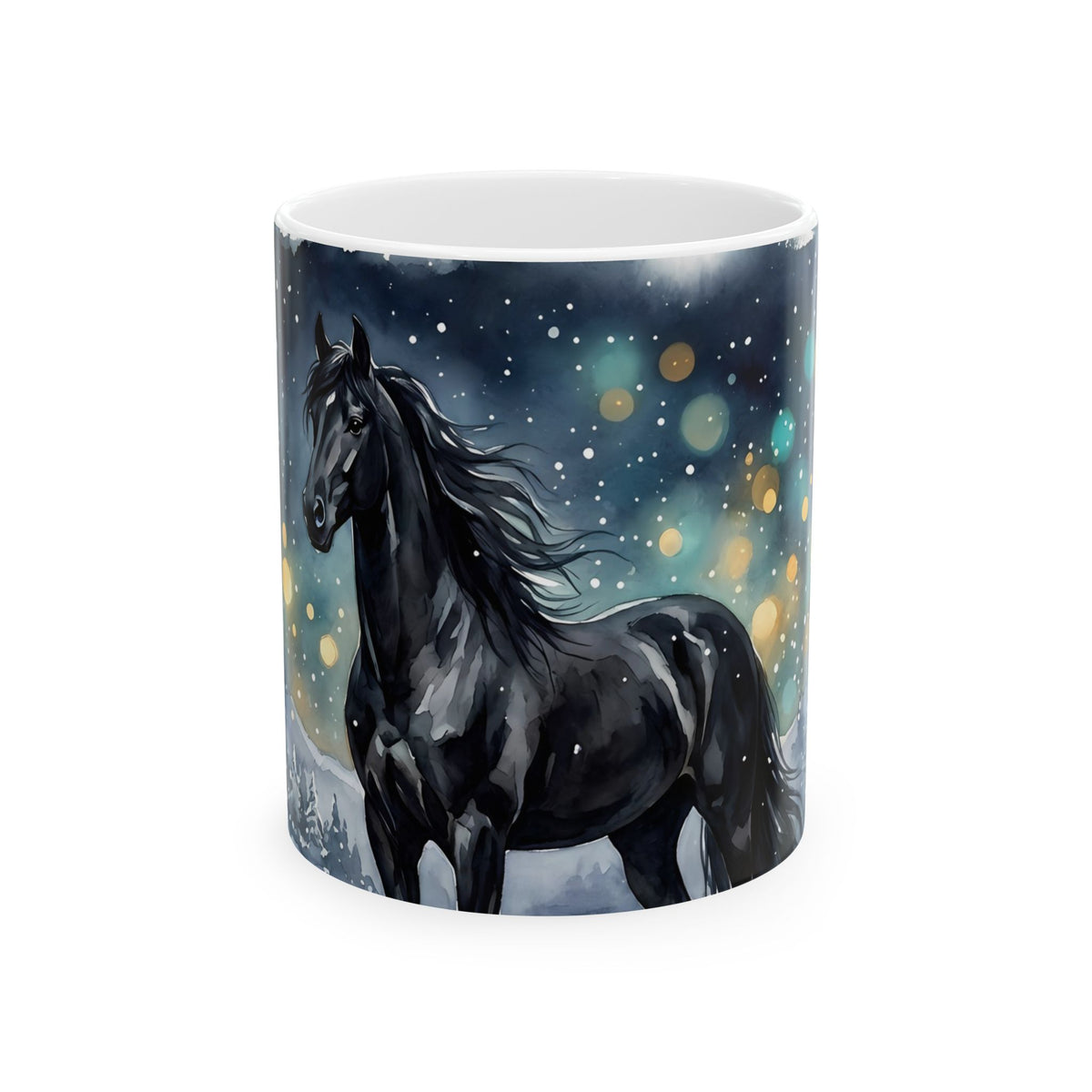 Black Horse Under the Stars Ceramic Mug