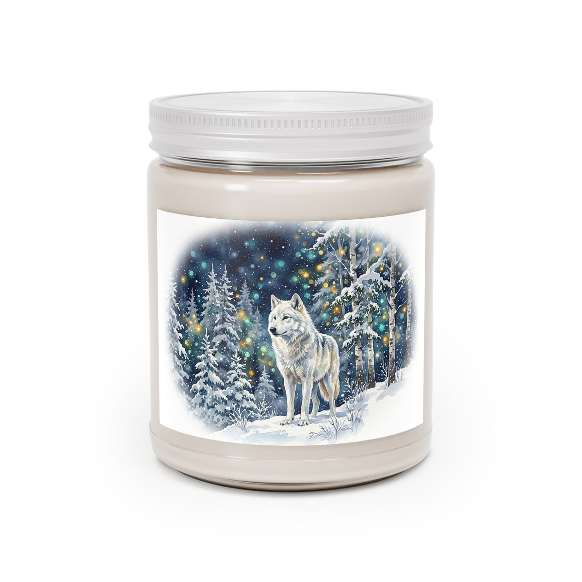Winter Wolf in Snowy Forest Scented Soy Candle