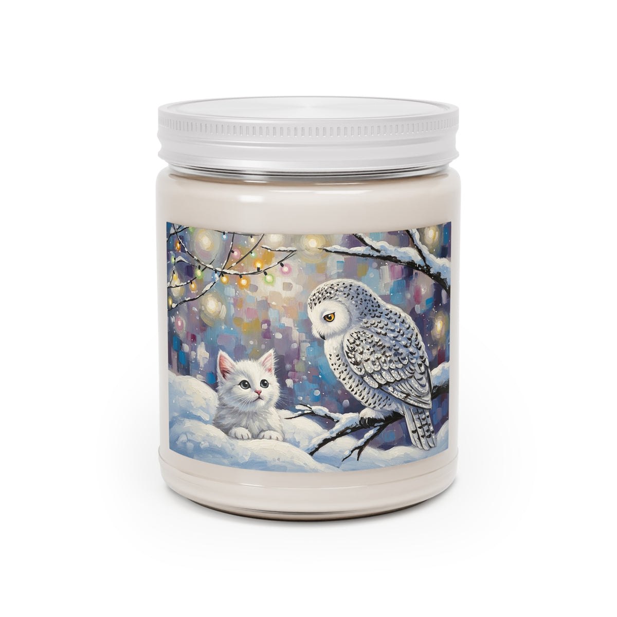 Winter Owl and Cat Soy Candle