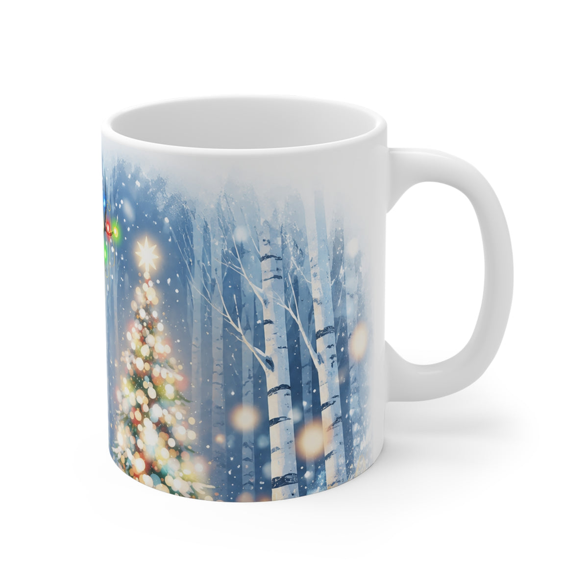 Christmas Reindeer Mug — Festive Light Antler Holiday Coffee Cup (11oz)