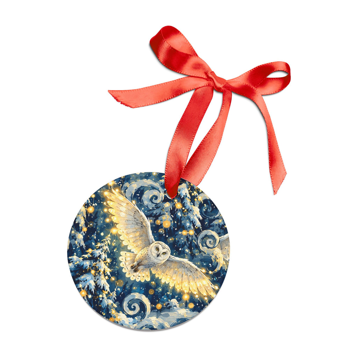 Acrylic Ornament – Winter Owl Christmas Tree Decoration with Ribbon