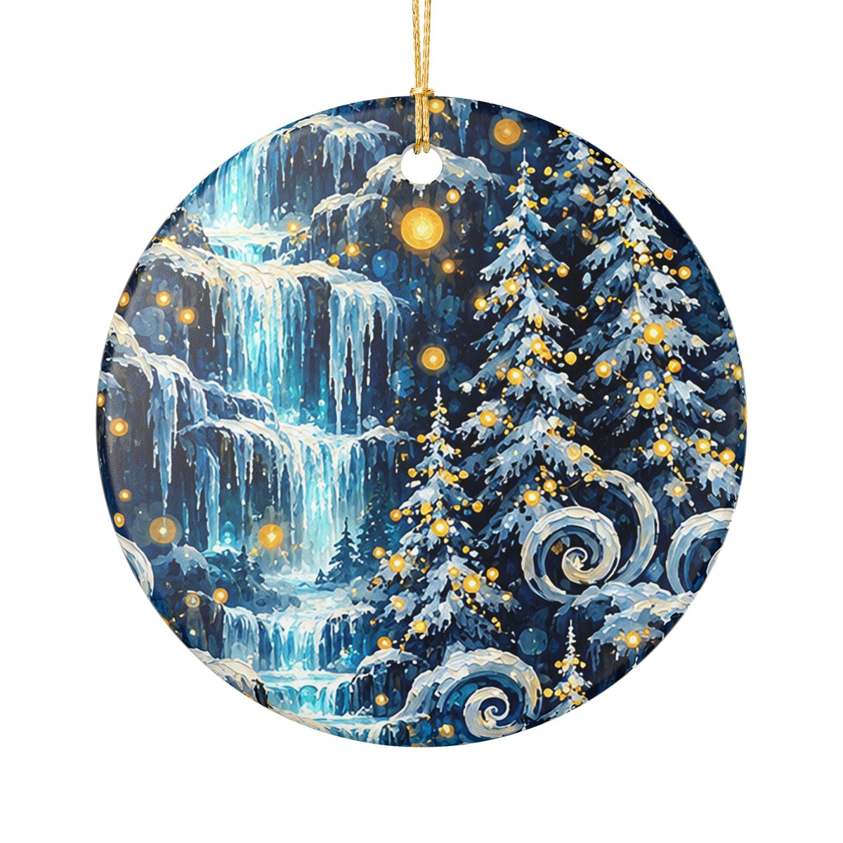 Winter Wonderland Waterfall Ceramic Ornament