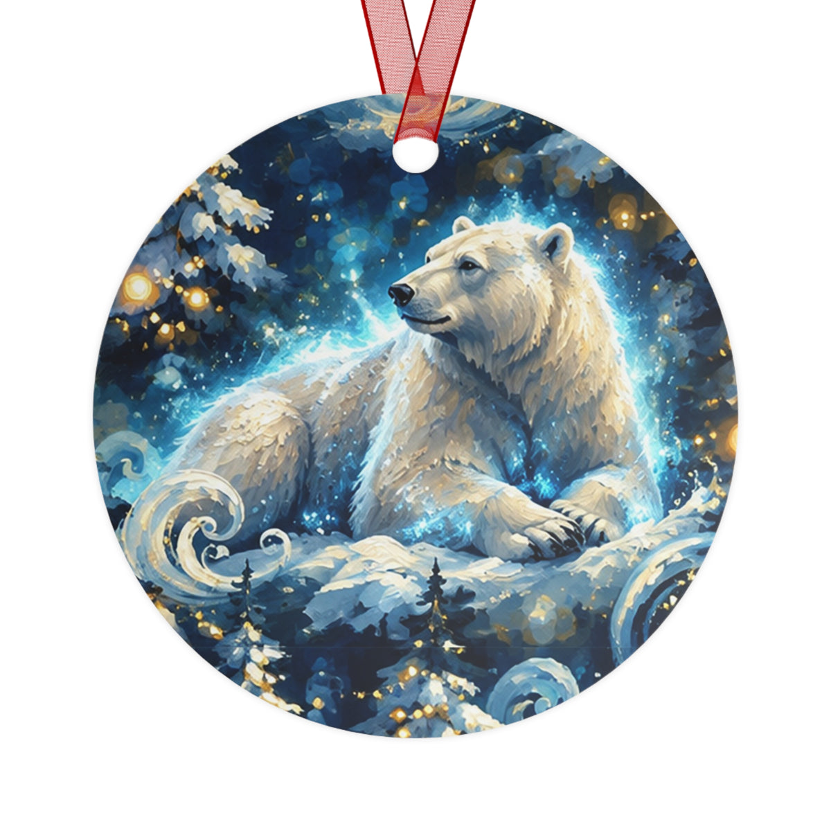 Metal Ornament – Enchanted Polar Bear Winter Christmas Tree Decor