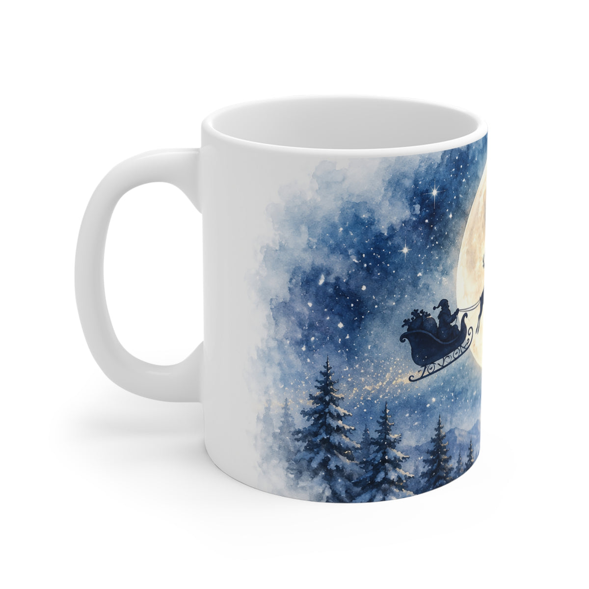 Christmas Moon Mug – Santa Sleigh Silhouette 11oz