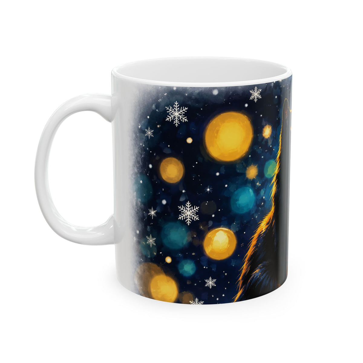 Black Cat Christmas Tree Ceramic Mug