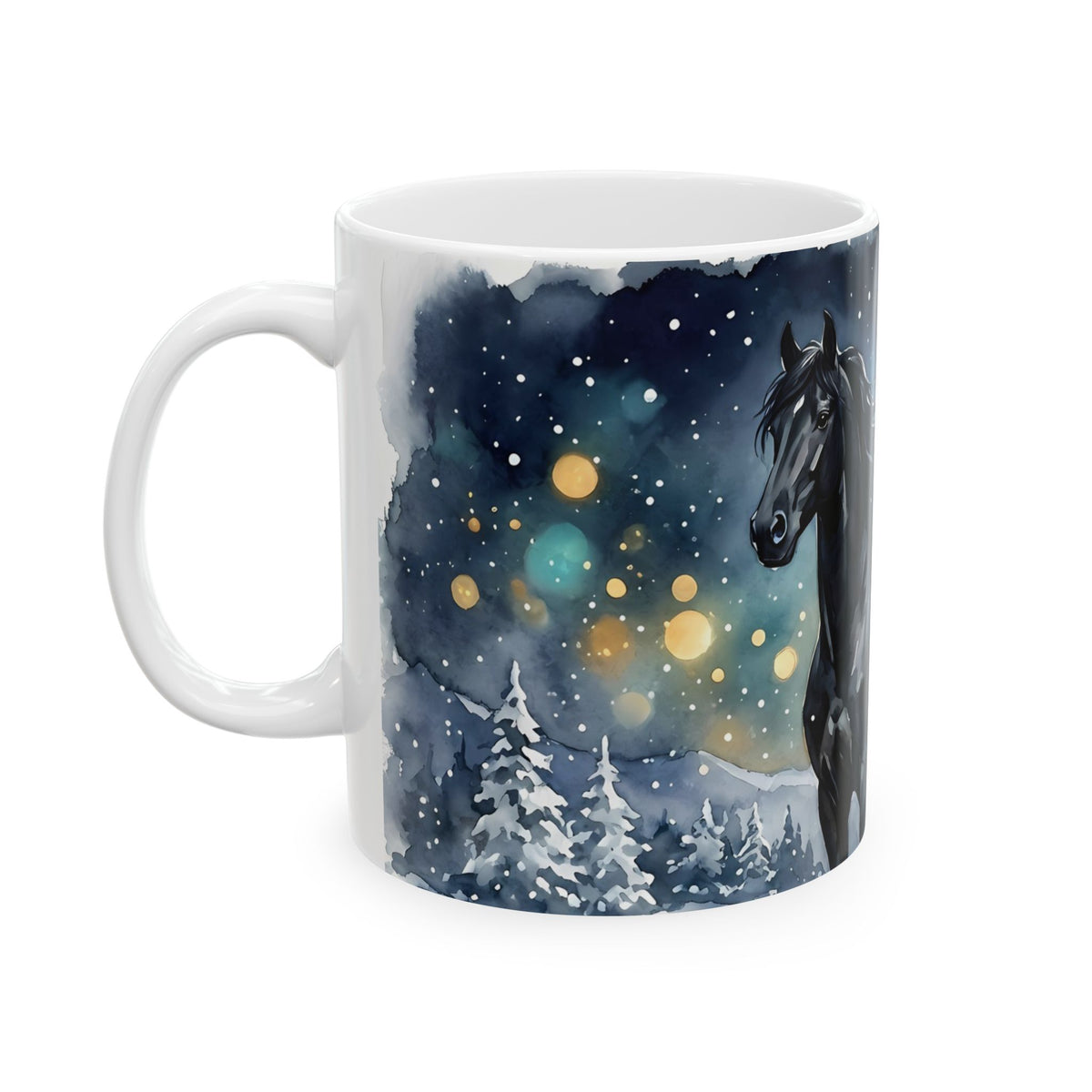 Black Horse Under the Stars Ceramic Mug