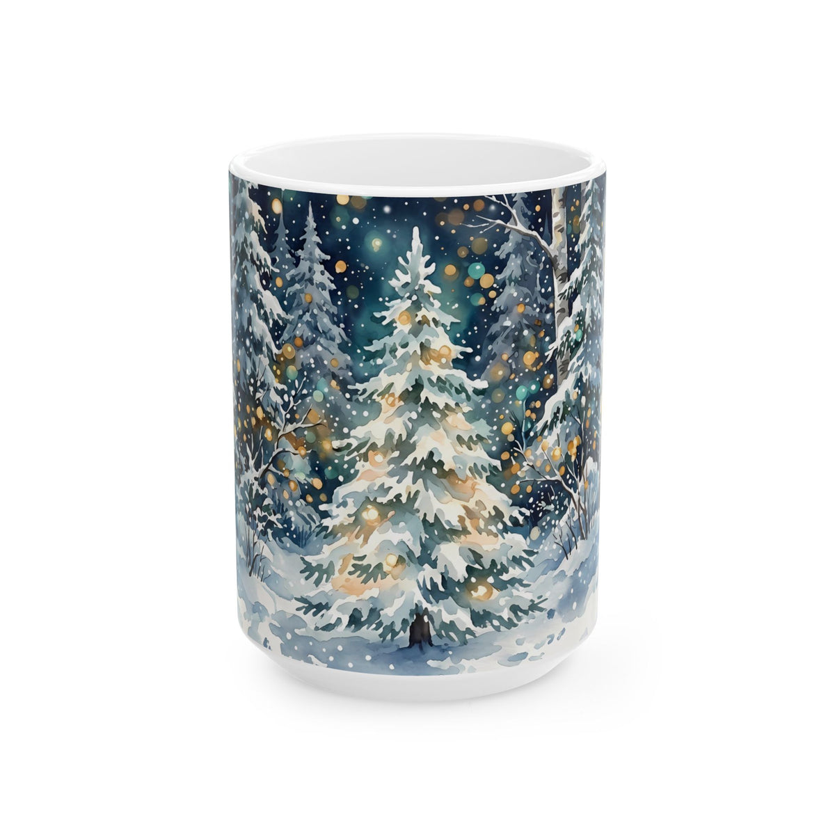 Winter Forest Christmas Tree Ceramic Mug