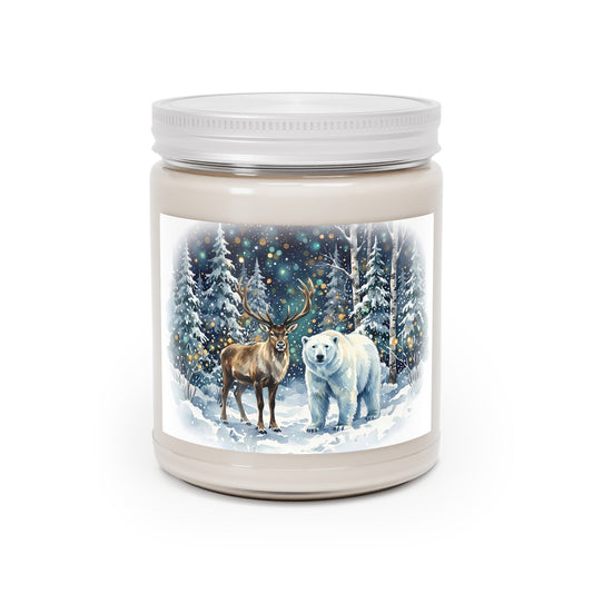 Winter Forest Deer & Polar Bear Scented Soy Candle