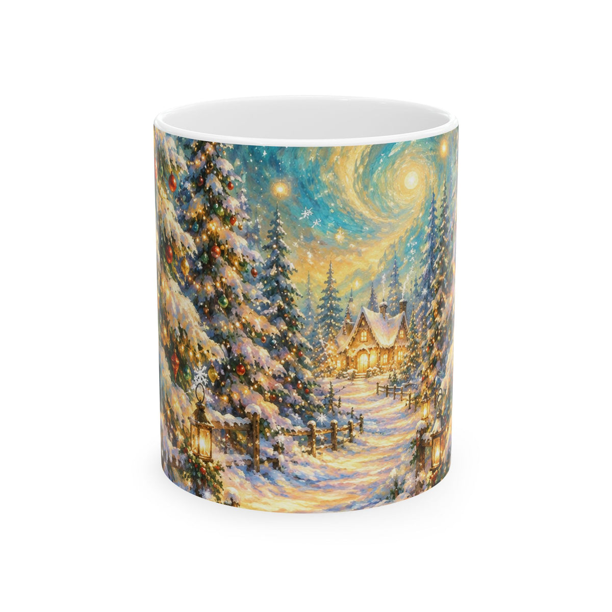 Winter Cabin Christmas Ceramic Mug